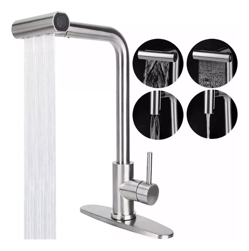 DNBEMN 4 En 1 Llave Mezcladora Fregadero Llave De Agua Cocina,Llaves Para Fregadero,Muebles Para Cocina,Cabezal Cabezal Giratorio De 360 Grados, Agua Caliente y Fría ,Acero Inoxidable, Plateado