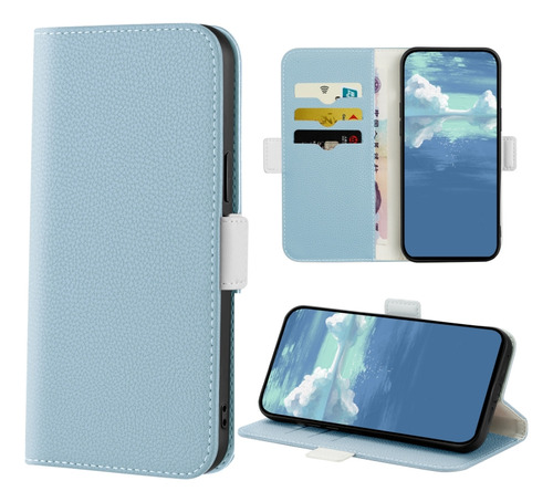 Funda Con Textura De Litchi Azul Claro Para Samsung Galaxy S