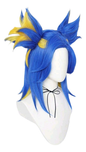 Peluca Azul Neon Cosplay De Valorant Tamaño De La Base Unitalla