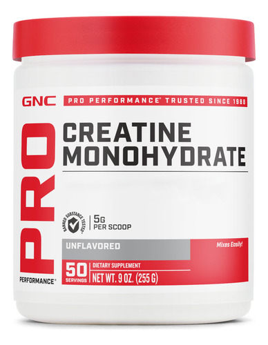 Gnc Pp Creatina Monohidratada, 30 Servidas Sabor Sin Sabor