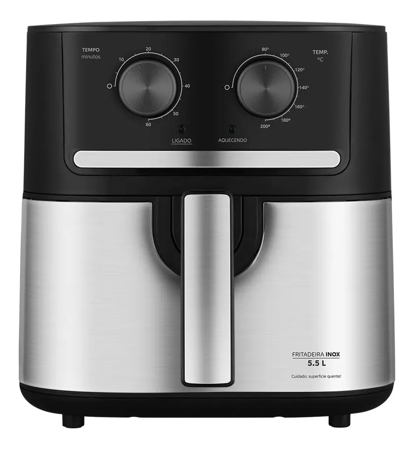 Fritadeira Air Fryer 5,5L Cyclone Preto e Inox Midea