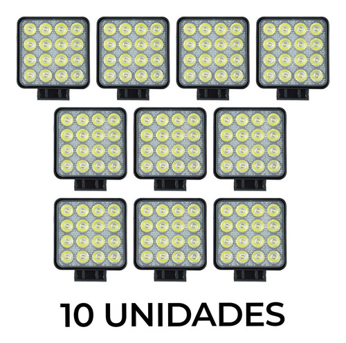 Kit 10 Farol De Milha 48w 16 Led Bivolt Uso Universal 6500k