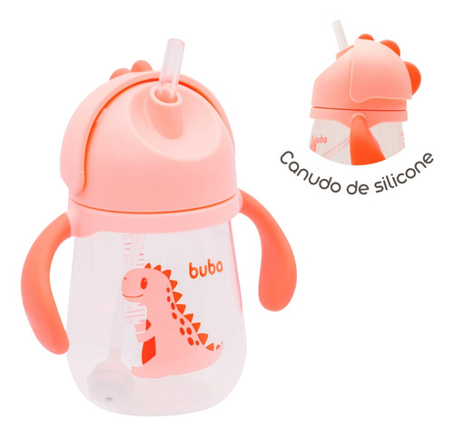 Copo Válvula Anti-cólica Bebê Com Canudo Alça Removível Buba