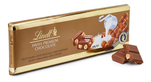 Chocolate Barra Lindt Swiss Premium Hazelnuts 300g