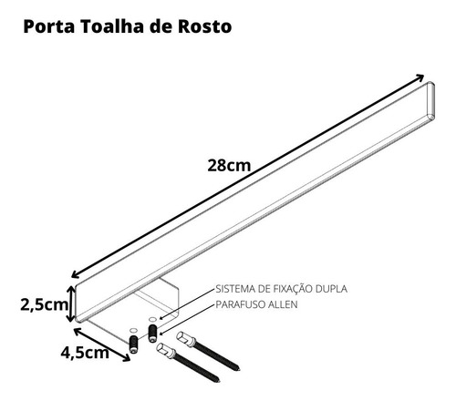 Porta Toalha De Rosto Dupla Fixação Parede Preto U.master