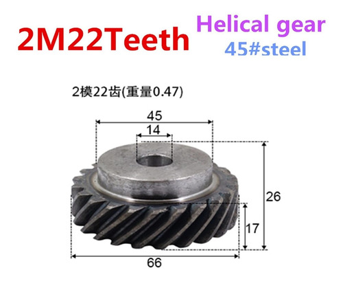 Dingguanghe-cup Durable Right Helical Gear 2m 22teeth 90