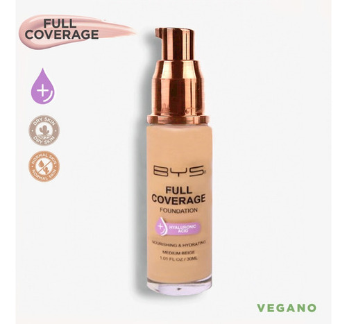 Base de maquillaje líquida Bys Cosmetics Full Coverage BY366-CO/LFEFCN Full Coverage BYS Cosmetics tono medium beige - 30mL 50g