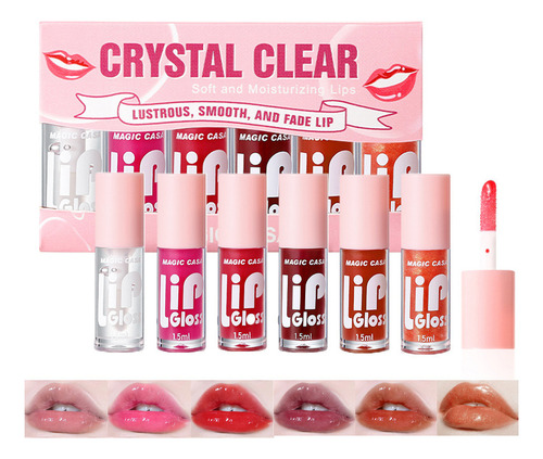 Set De 6 Aceites Para Labios Lip Glow Oil Gloss Hidratante
