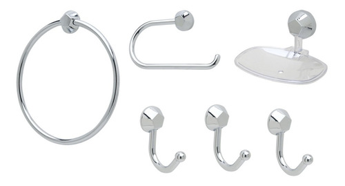 Kit De Accesorios / Set De Baño 6 Piezas Plástico Cromado