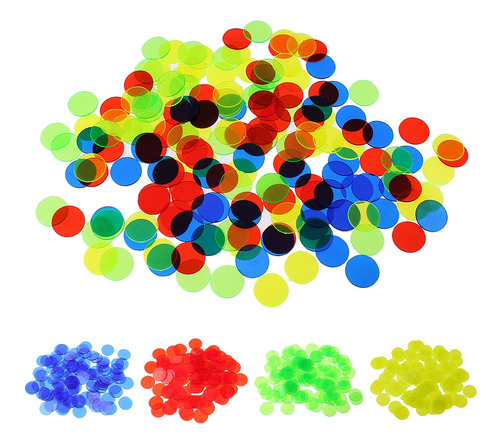 19 mm fichas de plástico que cuentan fichas de colores 500 piezas Fichas de bingo marcadores transparentes de juegos matemáticos contadores y juguetes matemáticos con una caja de almacenamiento 