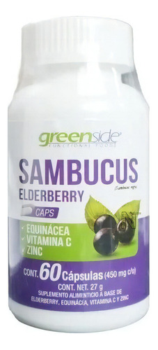 Greenside Sambucus Elderberry 450mg 60caps Sfn Sabor Sin Sabor