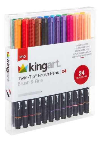 Kingart Pro Rotuladores Doble Punta, Juego 24 Colores Únicos