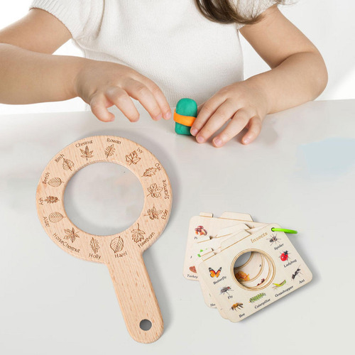 Juguete De Aprendizaje De Madera Para Niños Con Lupa, ,