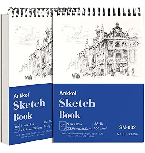Ankkol Sketch Book 9  X12 , Paquete De 2, 100 Hojas