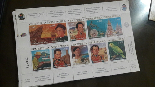 Estampillas 500 Años De Isla De Margarita Edición 1998