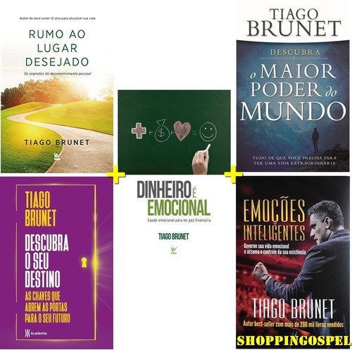 Kit 5 Livros Tiago Brunet  - Dinheiro É Emocional E Mais