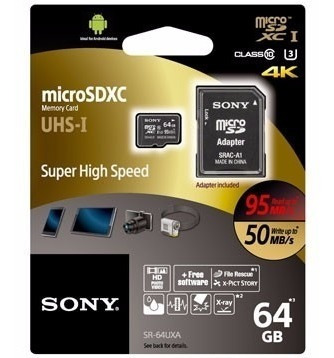 Imagem 1 de 4 de Micro Sd Sony 64gb, C10 U3 4k, Gopro Hero 4k, Black
