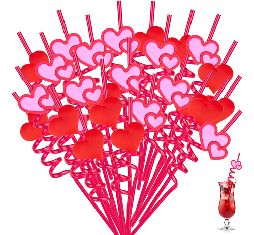 26 Popotes De San Valentín Reutilizables - Diseño Corazón Ro