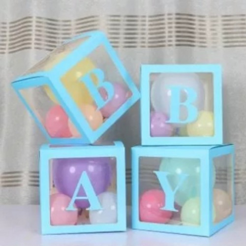 Set 4 Cubos Cajas Para Globos Baby Shower Candybar Decoració