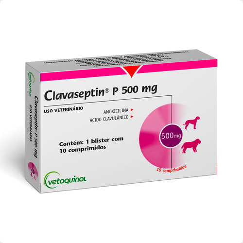Clavaseptin P 500 Mg Vetoquinol Antibiótico P/ Cães E Gatos