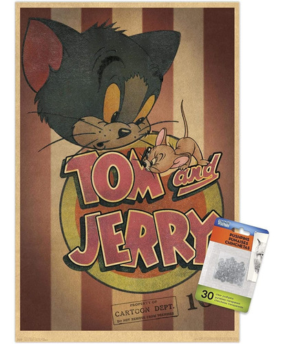 Tom Y Jerry - Póster De Pared De Rayas Con Alfileres, ...