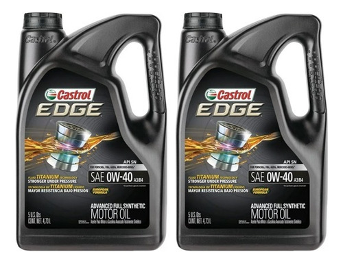 2 Aceite Castrol Edge 0w40 100% Sintético Garrafa 4.73lt