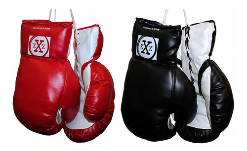 2 Pares De Guantes De Boxeo Jóvenes Rojos Y Negros De 10 Oz 