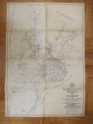 Antiguo Mapa Rutas Argentina Entelado Autum. Club Arg.-r4/1
