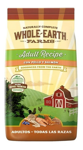 Alimento Whole Earth Farms Recipe para perro adulto todos los tamaños sabor pollo y salmón en bolsa de 12 kg