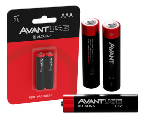 Kit Pilhas Alcalinas Aaa Pequena Com 02 Unidades 1.5v Avant