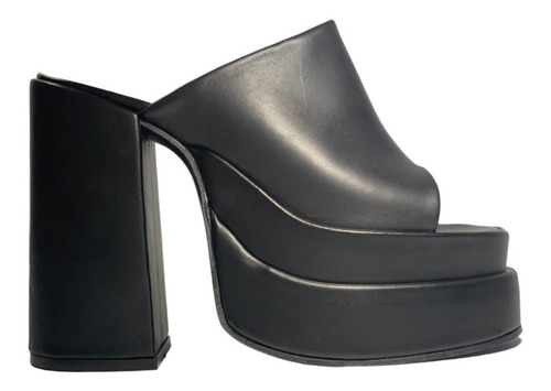 Imagen 2 de 7 de Zapato Botinera Zueco Cuero Plataforma Taco Alto 13 Cm