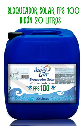 Bloqueador Solar Granel Fps100 Suny Care Hipoalargénico 20l