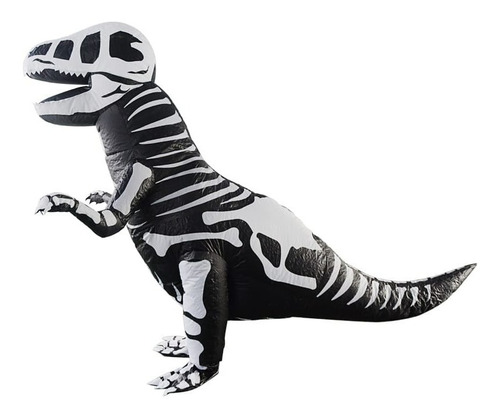Imagen 6 de 6 de Disfraz Halloween Dinosaurio Inflable T- Rex Black Huesos