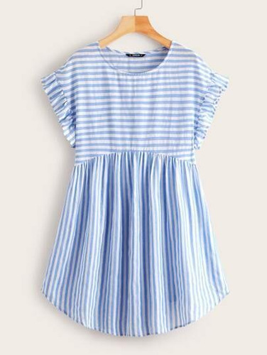 Vestido Blanco Lineas Direcciones Celeste Shein | Cuotas sin interés Vestido Blanco Lineas Direcciones Celeste Shein | Cuotas sin interés