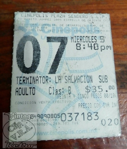 Terminator 4 La Salvacion. Boleto 2009 Estreno
