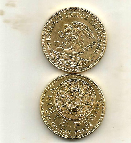 Moneda De 20 Pesos Oro 1959 (bisuteria)