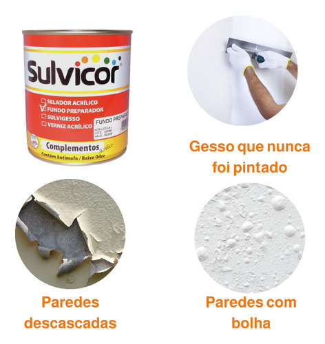 Fundo Preparador De Paredes E Gesso Base Água 900ml Sulvicor
