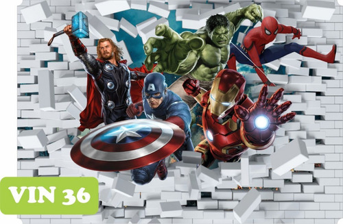 Imagem 1 de 10 de Adesivo De Parede Vingadores Avengers Hulk 7,5m² - 2,5 X 3,0