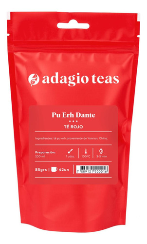 Adagio Teas Té Rojo Pu Erh Dante 85 Grs
