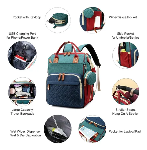 Pañalera Tipo Morral Cambiador Para Bebé