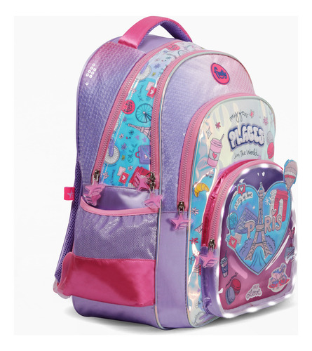 Mochila Escolar Espalda Para Niñas I Love Con Luz Led Footy