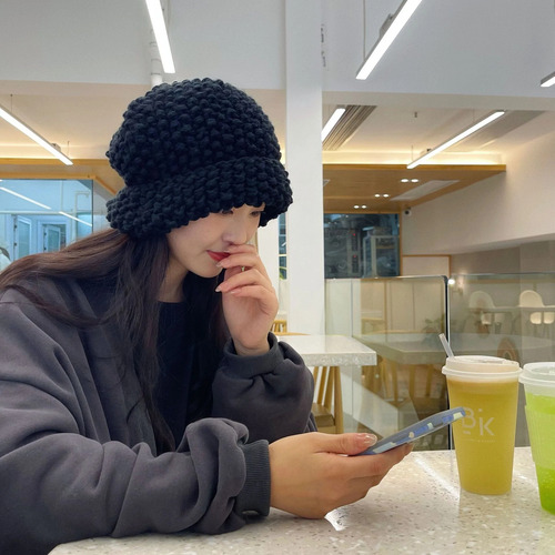 Gorro De Invierno Cálido Con Gorro De Punto Para Mujer