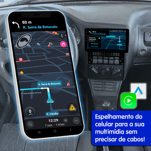 Multimidia 9'' Android Flutuante Gol G2 Android Auto Carplay