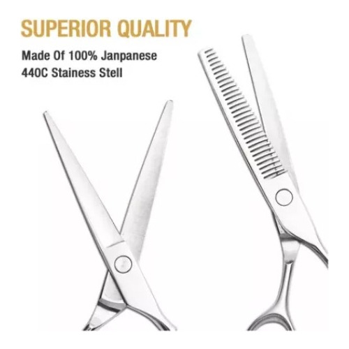 Imagen 4 de 5 de Set Tijeras De Corte Filo Navaja + Esculpidora + Capa Corte