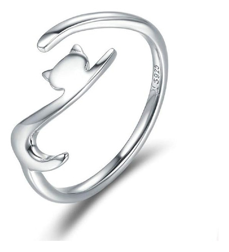 Collaranillo Abierto De Plata De Ley 925 Con Diseño De Gato