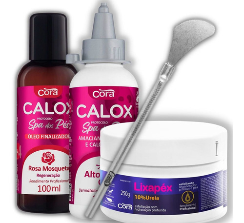 Kit Spa Calox Gel Óleo Rosa Mosqueta Lixapéx Ureia E Bisturi