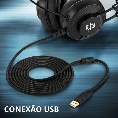 Auriculares Sharkoon SGH2 Blue Led Gamer, conexión USB