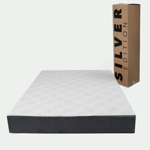 Colchón Matrimonial De Memory Foam - 20 Cm | Silver Edition Color Blanco Con Gris