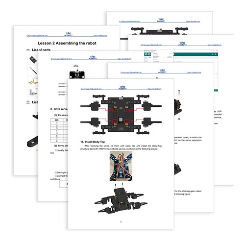 Kit Robô Avançado Quadrúpede Aranha Tutoriais Wifi App Nfe