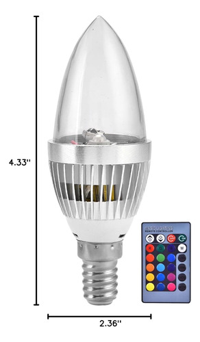 Lámpara Led Rgb E14 3w Con Control Remoto Para Fiestas Y Amb